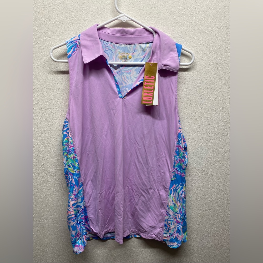 Lilly Pulitzer Luxletic golf sleeveless polo, size XL